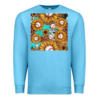 Ocean Blue baseball leopard turquoise sunflower seamless pattern Premium Sweatshirt - JahusDesignShop