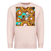Pale Pink baseball leopard turquoise sunflower seamless pattern Premium Sweatshirt - JahusDesignShop