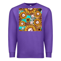 Purple baseball leopard turquoise sunflower seamless pattern Premium Sweatshirt - JahusDesignShop