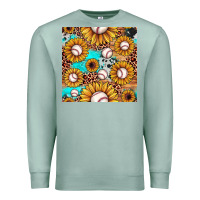 Seafoam baseball leopard turquoise sunflower seamless pattern Premium Sweatshirt - JahusDesignShop