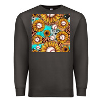 Smoke baseball leopard turquoise sunflower seamless pattern Premium Sweatshirt - JahusDesignShop