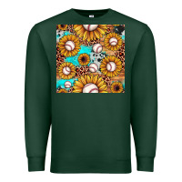 Sports Green baseball leopard turquoise sunflower seamless pattern Premium Sweatshirt - JahusDesignShop