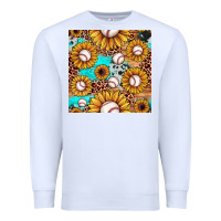 White baseball leopard turquoise sunflower seamless pattern Premium Sweatshirt - JahusDesignShop