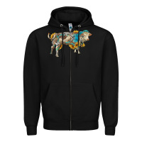 Black charolais bull with sunflowers and gemstone western patterns Zipper Hoodie - RanaPortraitStore