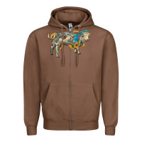 Chestnut charolais bull with sunflowers and gemstone western patterns Zipper Hoodie - RanaPortraitStore