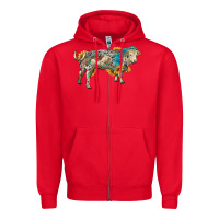 Red charolais bull with sunflowers and gemstone western patterns Zipper Hoodie - RanaPortraitStore