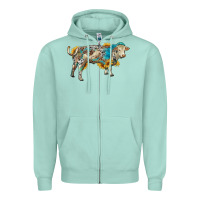 Seafoam charolais bull with sunflowers and gemstone western patterns Zipper Hoodie - RanaPortraitStore