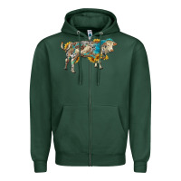 Sports Green charolais bull with sunflowers and gemstone western patterns Zipper Hoodie - RanaPortraitStore