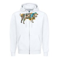 White charolais bull with sunflowers and gemstone western patterns Zipper Hoodie - RanaPortraitStore