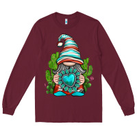 Burgundy western gnome with turquoise gemstone Long Sleeve Tee - texasbilliewilder