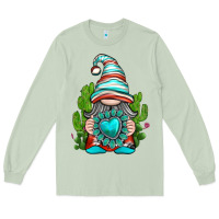 Matcha western gnome with turquoise gemstone Long Sleeve Tee - texasbilliewilder