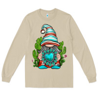 Mushroom western gnome with turquoise gemstone Long Sleeve Tee - texasbilliewilder