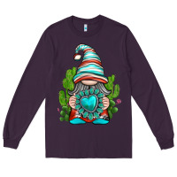Plum western gnome with turquoise gemstone Long Sleeve Tee - texasbilliewilder