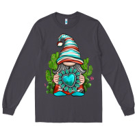 Smoke western gnome with turquoise gemstone Long Sleeve Tee - texasbilliewilder