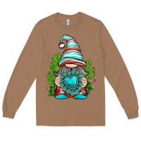 Toasted Coconut western gnome with turquoise gemstone Long Sleeve Tee - texasbilliewilder