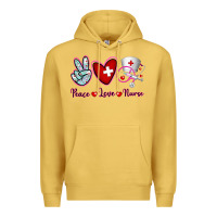 Antique Gold Peace Love Nurse Premium Hoodie - RanaPortraitStore