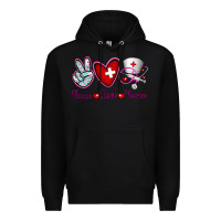 Black Peace Love Nurse Premium Hoodie - RanaPortraitStore