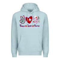 Blue Mist Peace Love Nurse Premium Hoodie - RanaPortraitStore