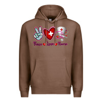 Chestnut Peace Love Nurse Premium Hoodie - RanaPortraitStore