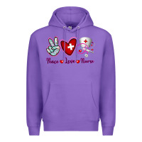 Purple Peace Love Nurse Premium Hoodie - RanaPortraitStore
