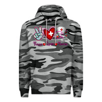 Slate Camo Peace Love Nurse Premium Hoodie - RanaPortraitStore