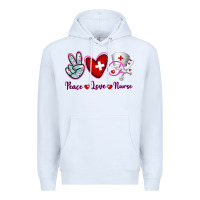 White Peace Love Nurse Premium Hoodie - RanaPortraitStore