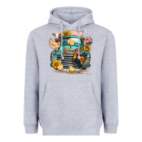 Heather Grey farm truck farm animals Heavyweight Hoodie - FaDigitalArtStudio