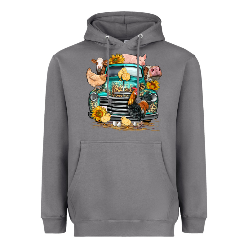 Farm Truck Farm Animals Heavyweight Hoodie by FaDigitalArtStudio | Teevron