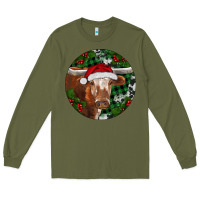 Army Green Longhorn Cow Christmas Long Sleeve Tee - RanaPortraitStore