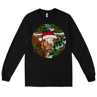 Black Longhorn Cow Christmas Long Sleeve Tee - RanaPortraitStore
