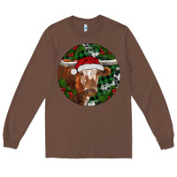 Chestnut Longhorn Cow Christmas Long Sleeve Tee - RanaPortraitStore