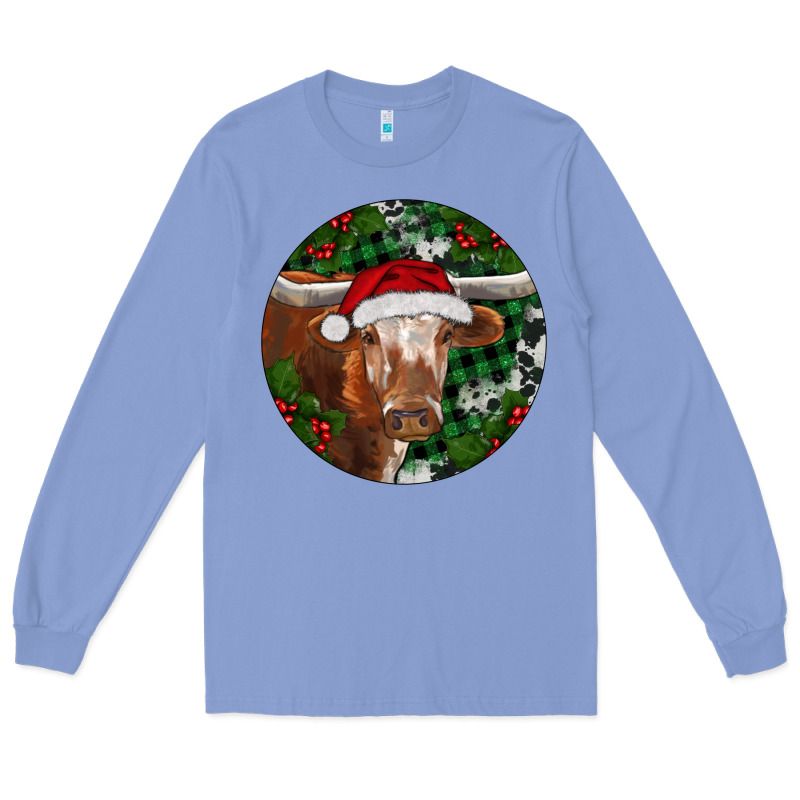 Longhorn Cow Christmas Long Sleeve Tee by RanaPortraitStore | Teevron