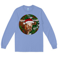 Colony Blue Longhorn Cow Christmas Long Sleeve Tee - RanaPortraitStore