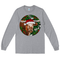 Heather Grey Longhorn Cow Christmas Long Sleeve Tee - RanaPortraitStore