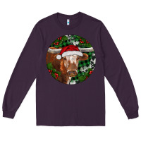 Plum Longhorn Cow Christmas Long Sleeve Tee - RanaPortraitStore