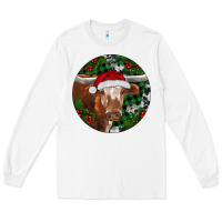 White Longhorn Cow Christmas Long Sleeve Tee - RanaPortraitStore