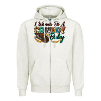 Oatmeal Heather i wanna be a cowboy baby Zipper Hoodie - Zillion Design Studio