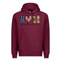 Burgundy Peace Love America Premium Hoodie - Jasminsmagicworld
