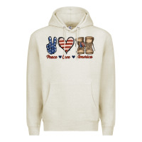 Oatmeal Heather Peace Love America Premium Hoodie - Jasminsmagicworld