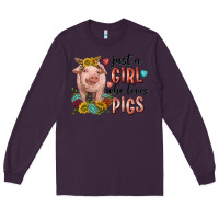 Plum western just girl who loves pigs Long Sleeve Tee - texasbilliewilder