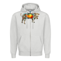 Dove Grey charolais bull with desert and leopard Zipper Hoodie - RanaPortraitStore