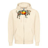 Sandshell charolais bull with desert and leopard Zipper Hoodie - RanaPortraitStore