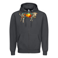 Smoke charolais bull with desert and leopard Zipper Hoodie - RanaPortraitStore