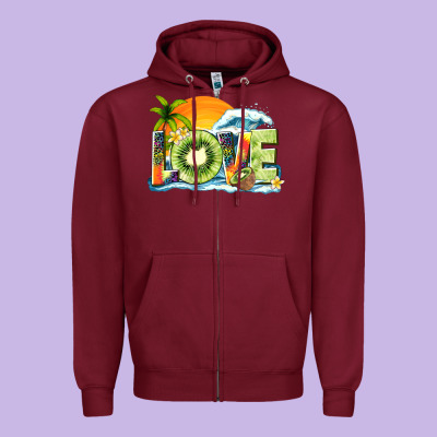 Love Kiwi Summer Zipper Hoodie Designed By Texasbilliewilder