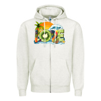 Oatmeal Heather love kiwi summer Zipper Hoodie - texasbilliewilder