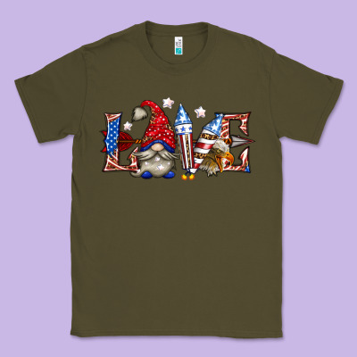Classic Tee love 4th july with gnome billie wilder