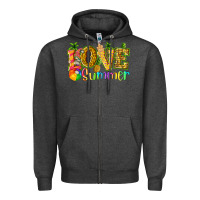 Charcoal Heather love summer with pineapple Zipper Hoodie - texasbilliewilder