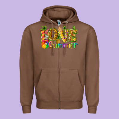 Love Summer With Pineapple Zipper Hoodie Designed By Texasbilliewilder
