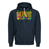 Navy love summer with pineapple Zipper Hoodie - texasbilliewilder