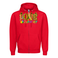 Red love summer with pineapple Zipper Hoodie - texasbilliewilder